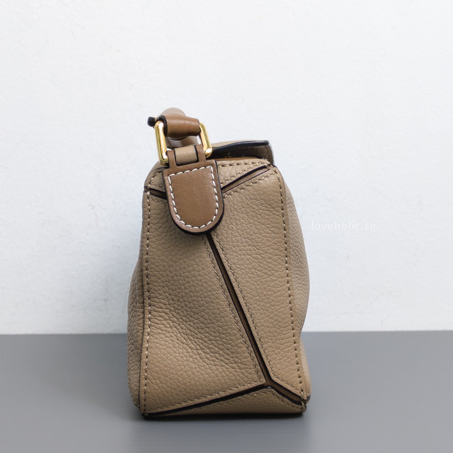 Loewe Puzzle Mini | Sand/ Mink Calfskin Gold Hardware-side