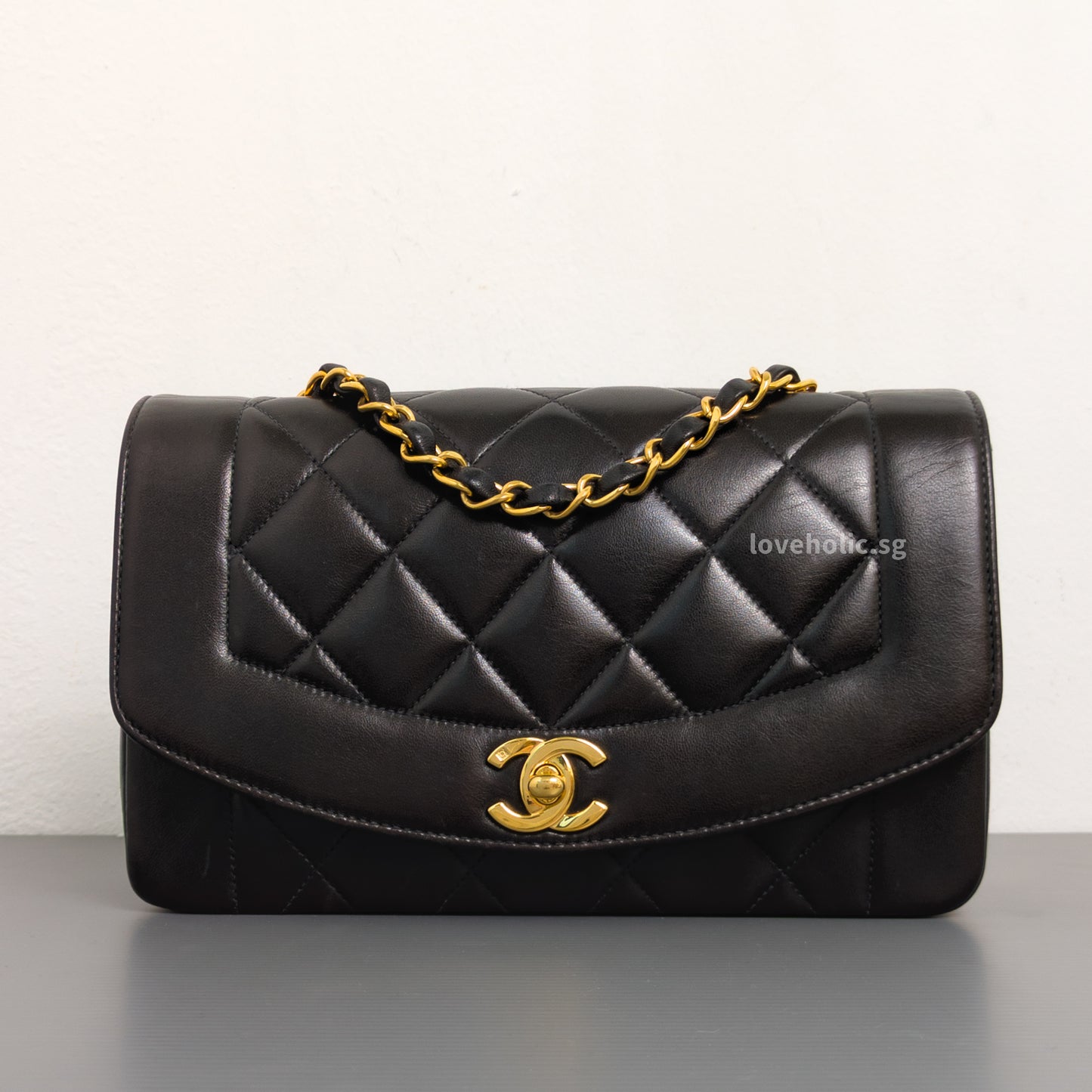 Chanel Diana Small | Black Lambskin 24K Gold Hardware-front1