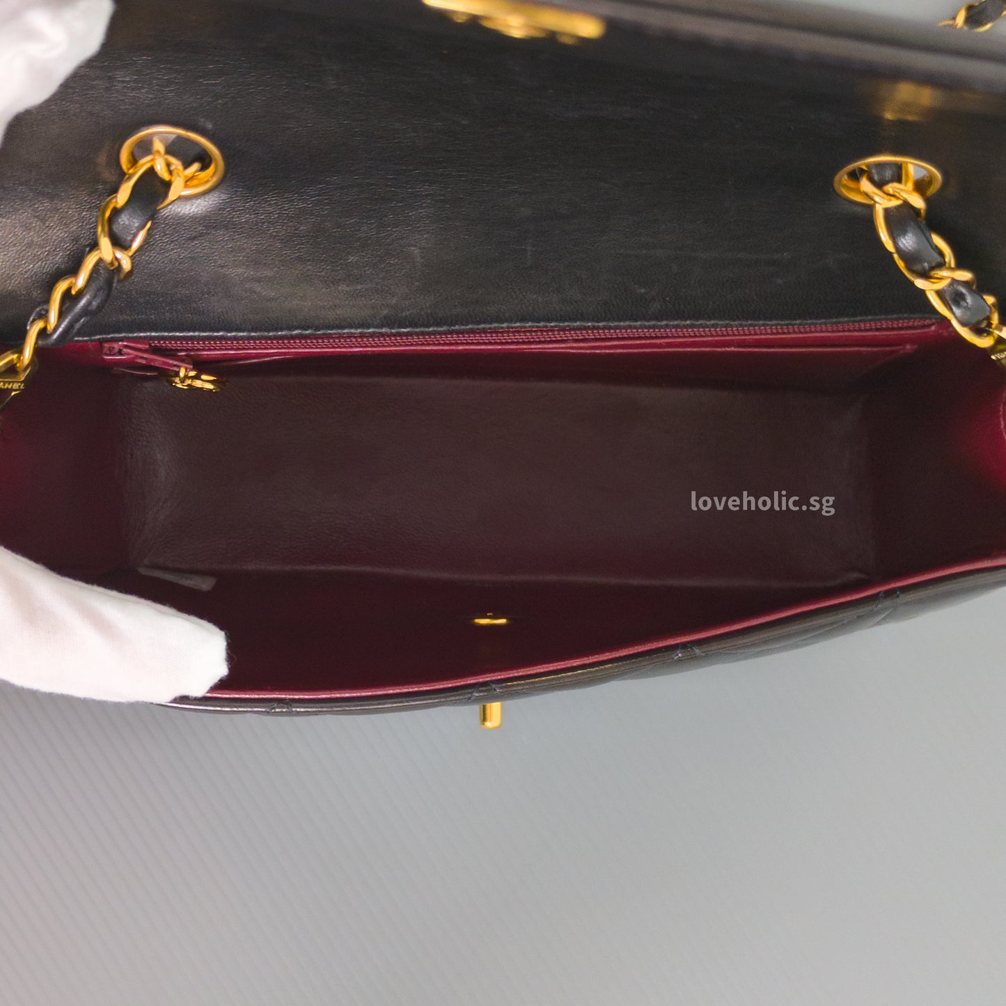 Chanel Diana Small | Black Lambskin 24K Gold Hardware-details