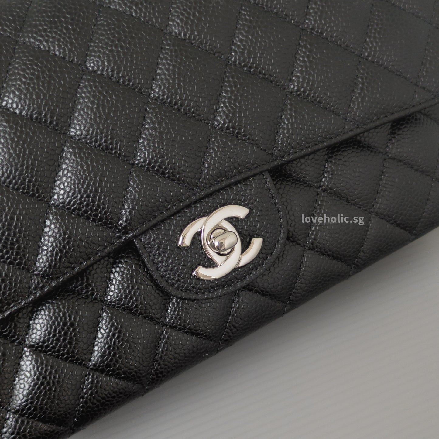 Chanel Classic Flap Medium | Black Caviar Silver Hardware-details