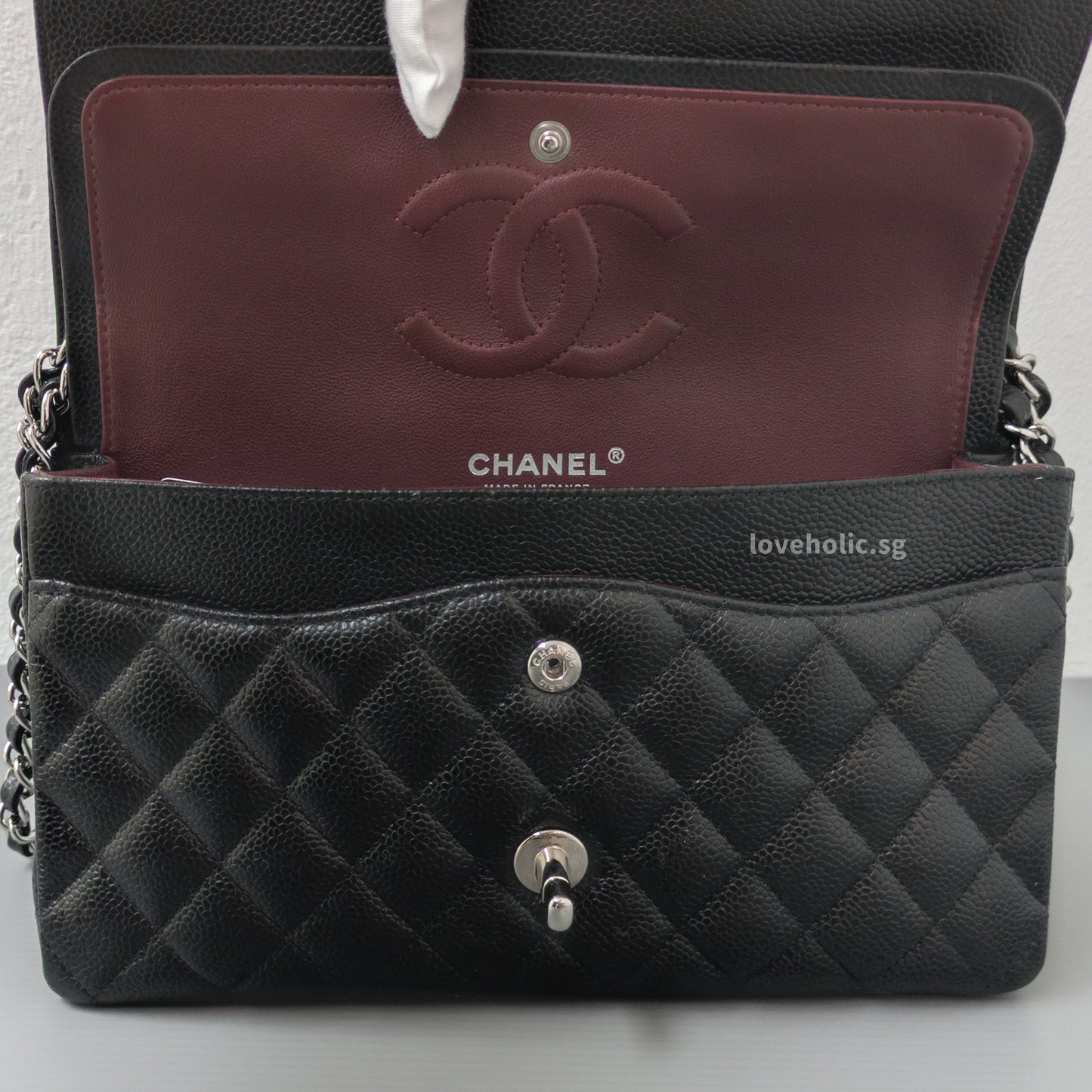 Chanel Classic Flap Medium | Black Caviar Silver Hardware-details