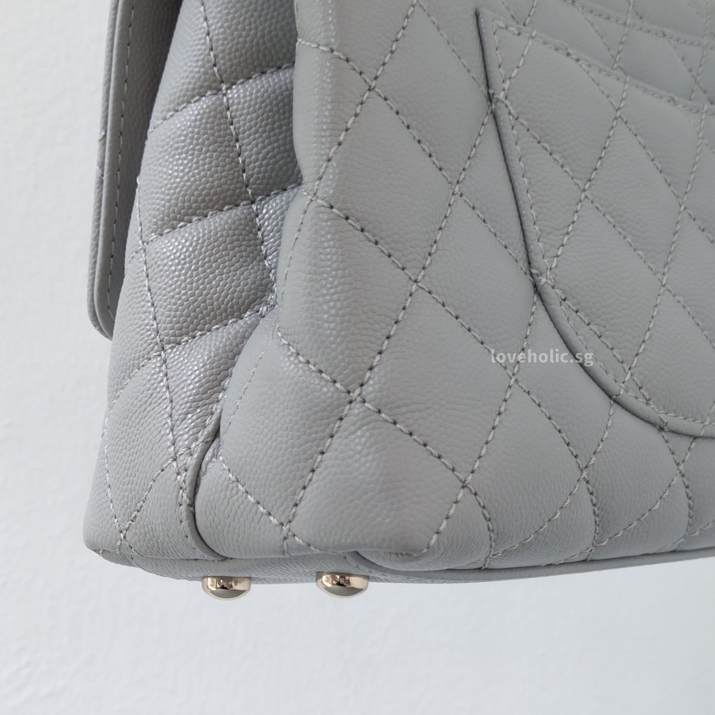Chanel Coco Handle Small | 24K Grey Caviar Light Gold Hardware-details