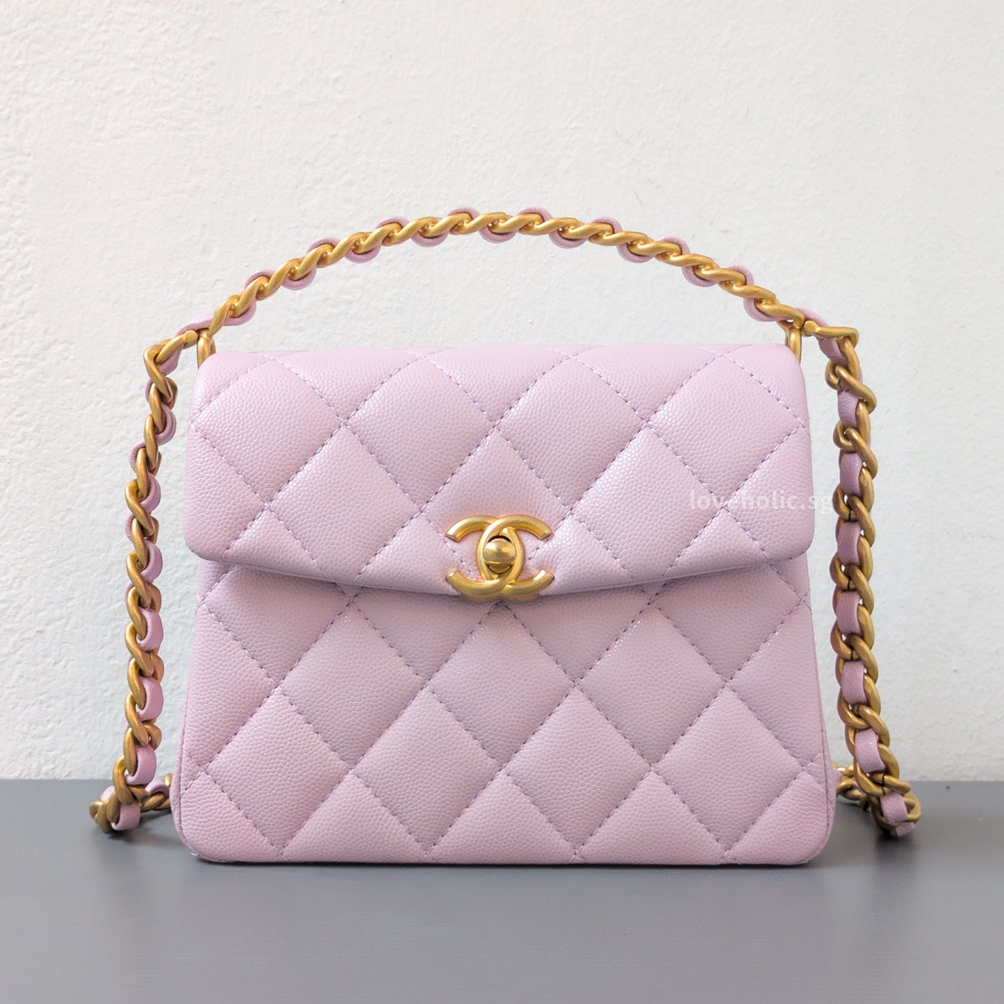 Chanel Seasonal Top Handle Flap Bag 24S Light Pink/Purple Caviar Gold Hardware-front1