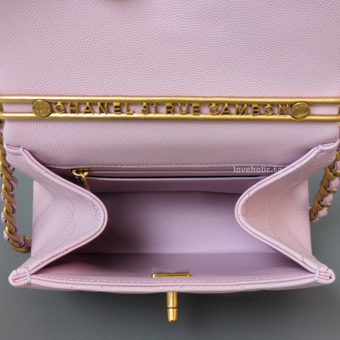 Chanel Seasonal Top Handle Flap Bag 24S Light Pink/Purple Caviar Gold Hardware-details