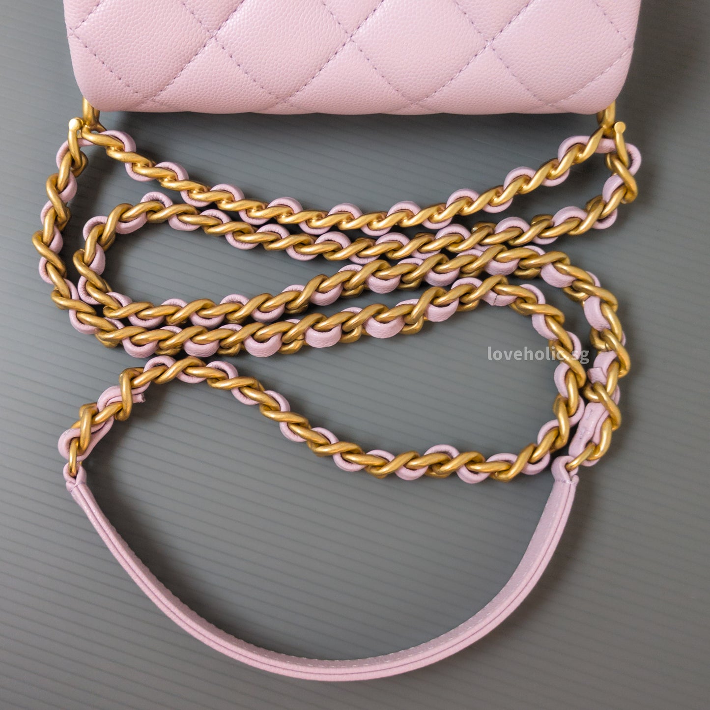 Chanel Seasonal Top Handle Flap Bag 24S Light Pink/Purple Caviar Gold Hardware-details