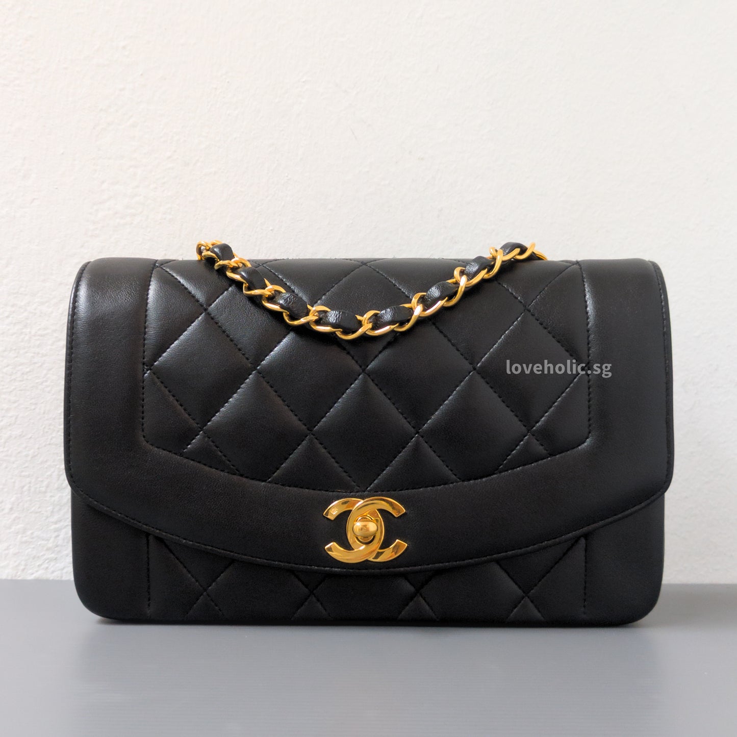Chanel Diana Small | Black Lambskin 24K Gold Hardware-front1