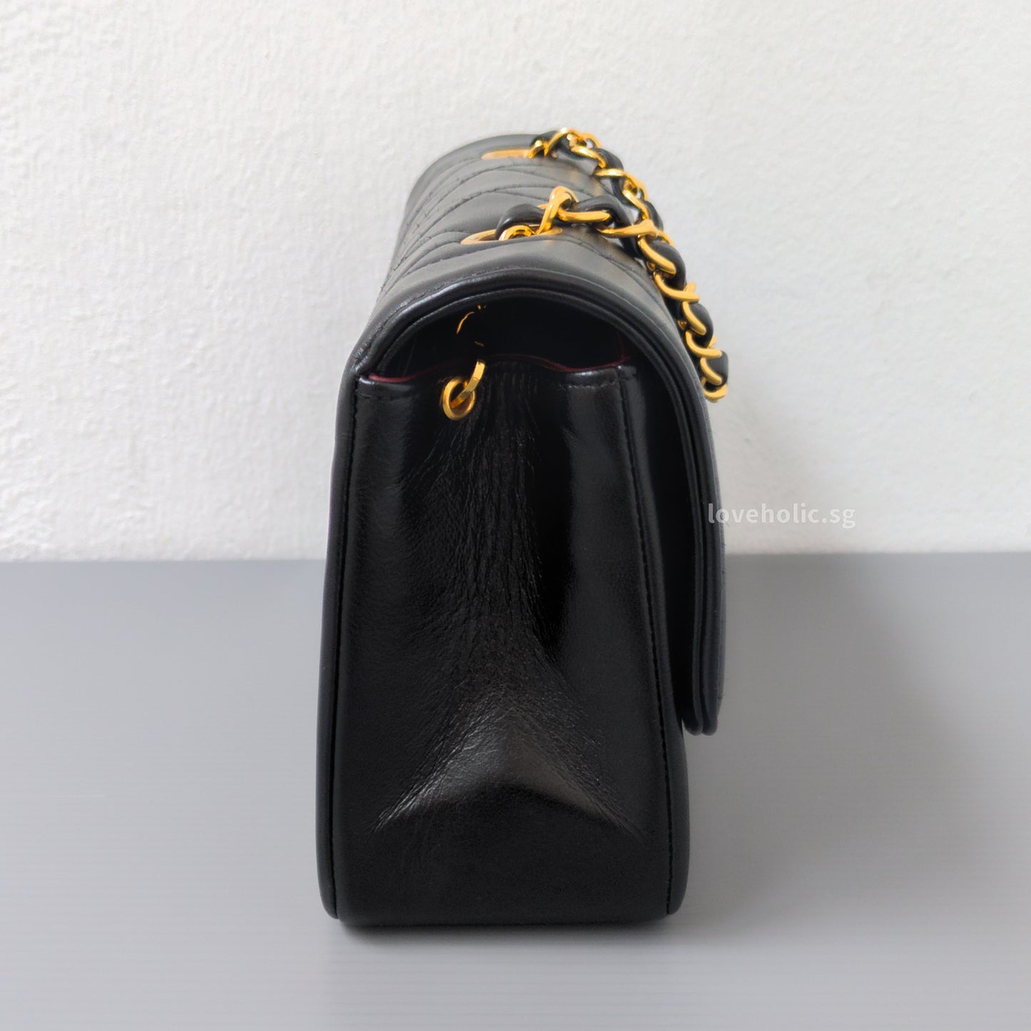 Chanel Diana Small | Black Lambskin 24K Gold Hardware-side