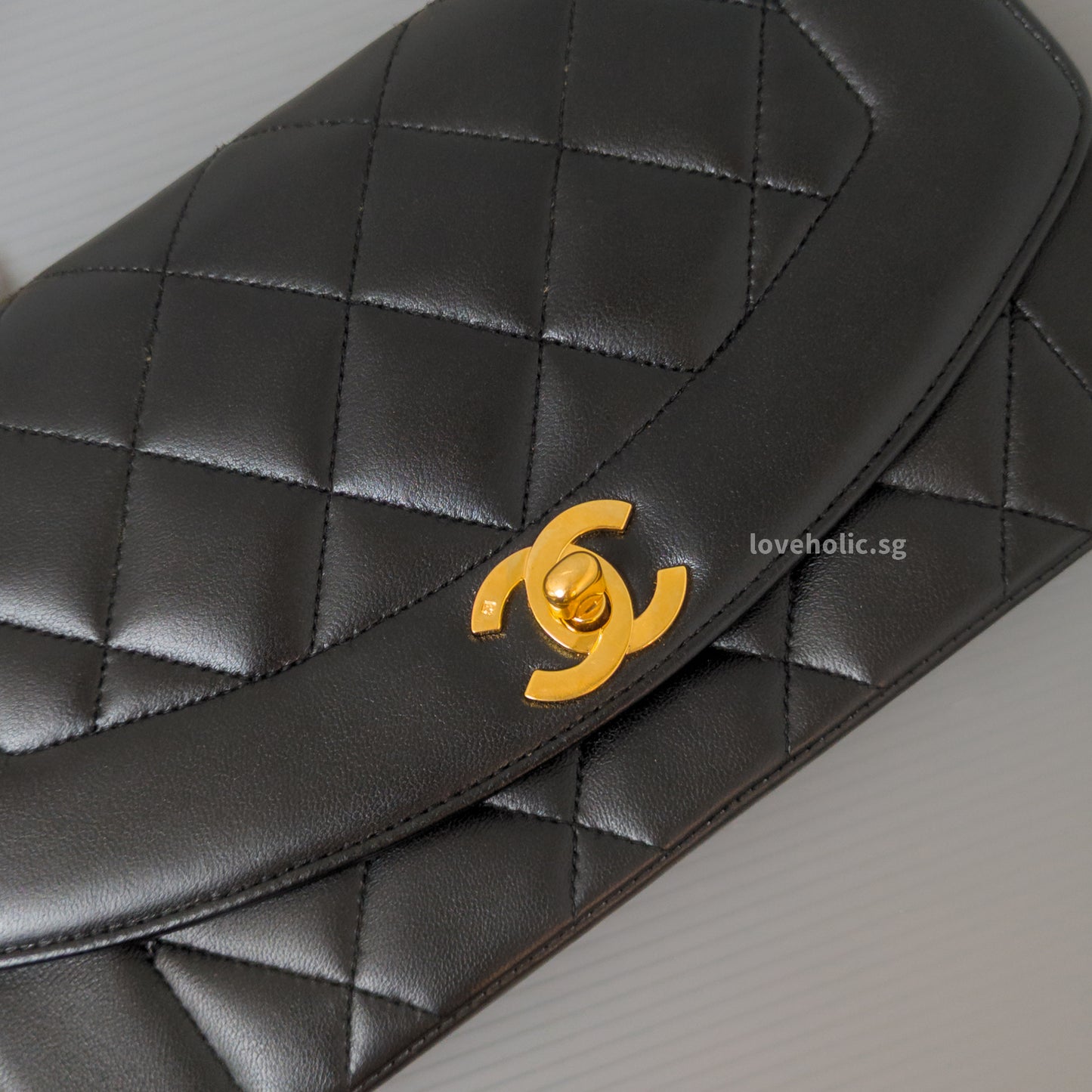 Chanel Diana Small | Black Lambskin 24K Gold Hardware-details