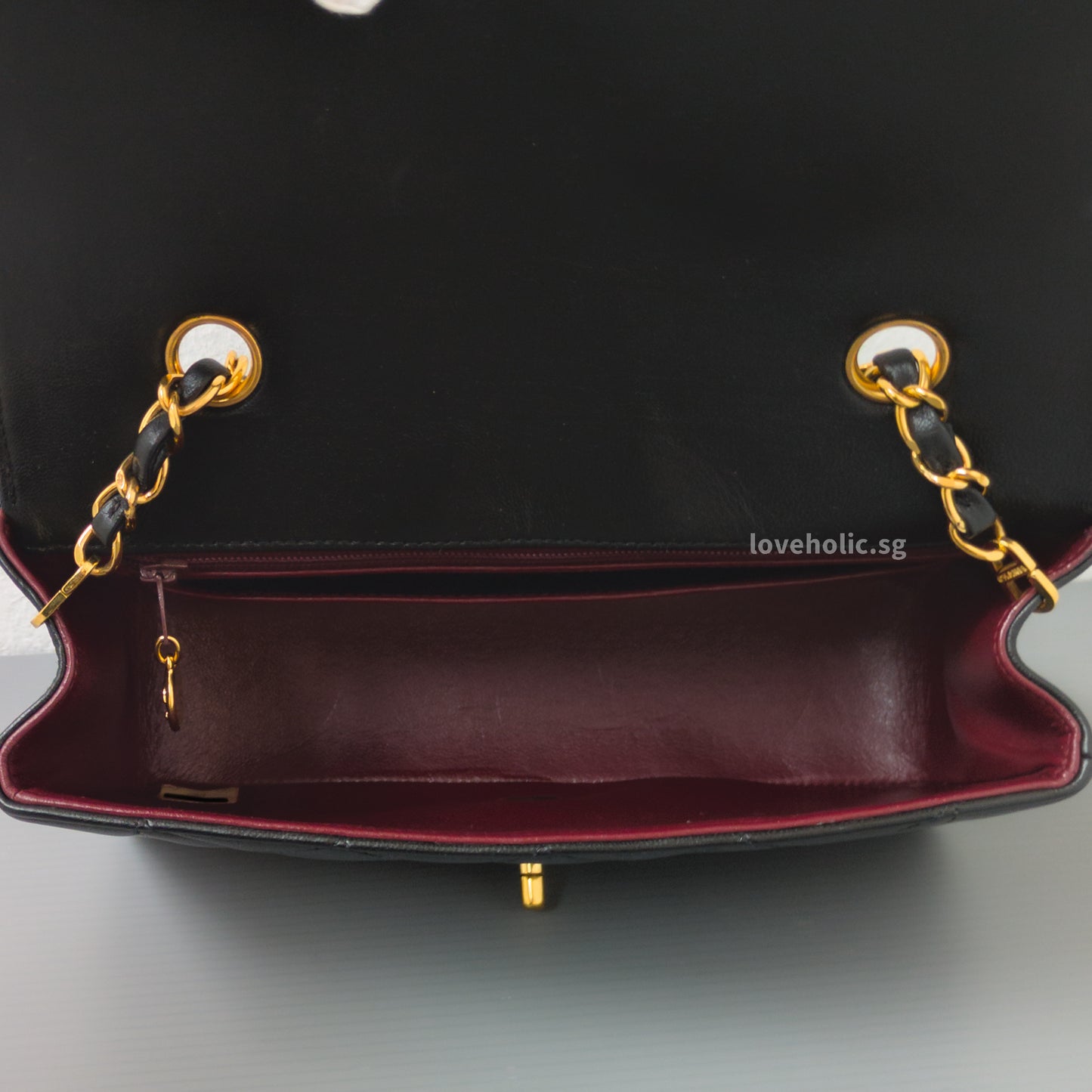 Chanel Diana Small | Black Lambskin 24K Gold Hardware-details