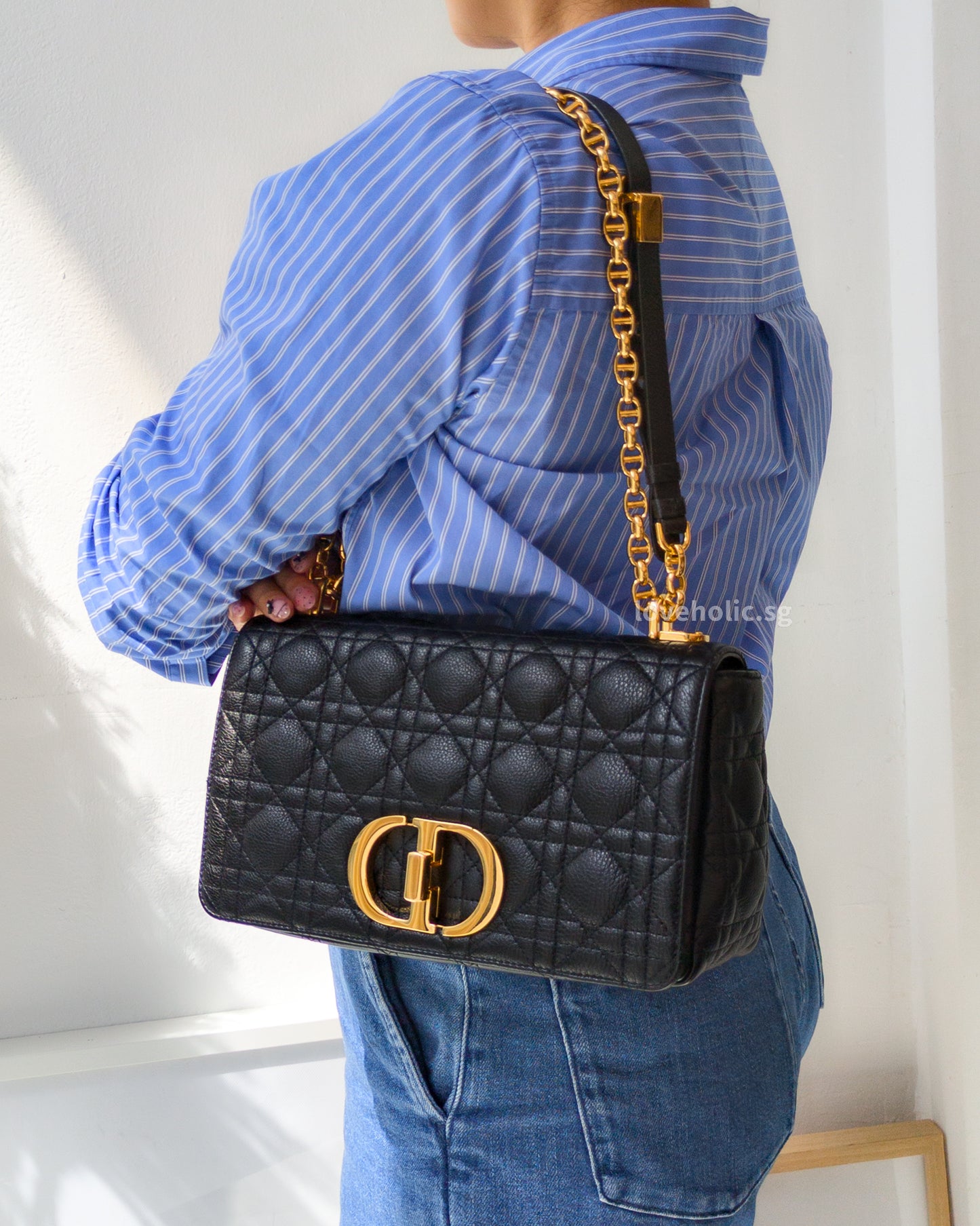 Dior Caro Medium | Black Calfskin Gold Hardware-model