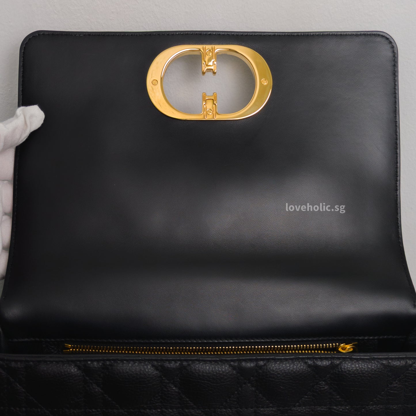 Dior Caro Medium | Black Calfskin Gold Hardware-details