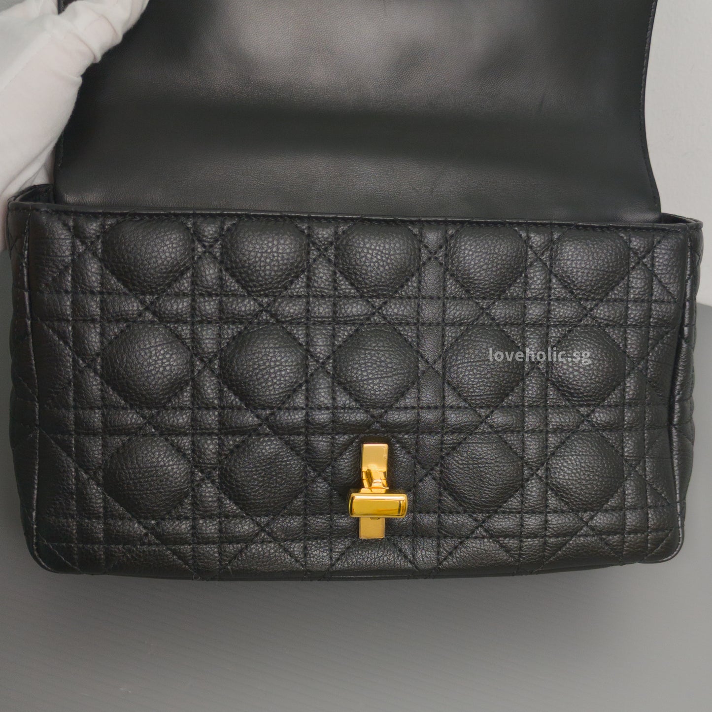 Dior Caro Medium | Black Calfskin Gold Hardware-details