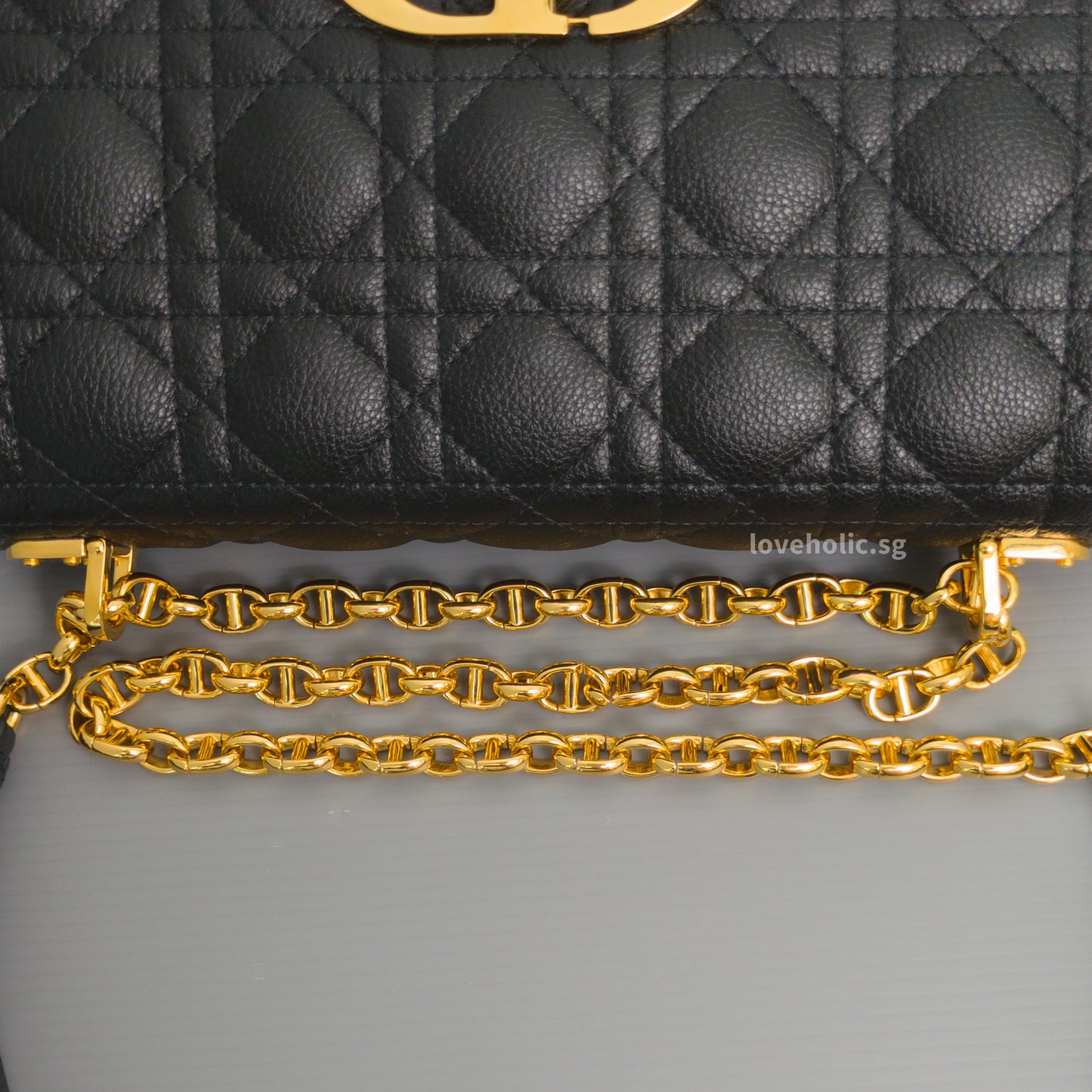 Dior Caro Medium | Black Calfskin Gold Hardware-details