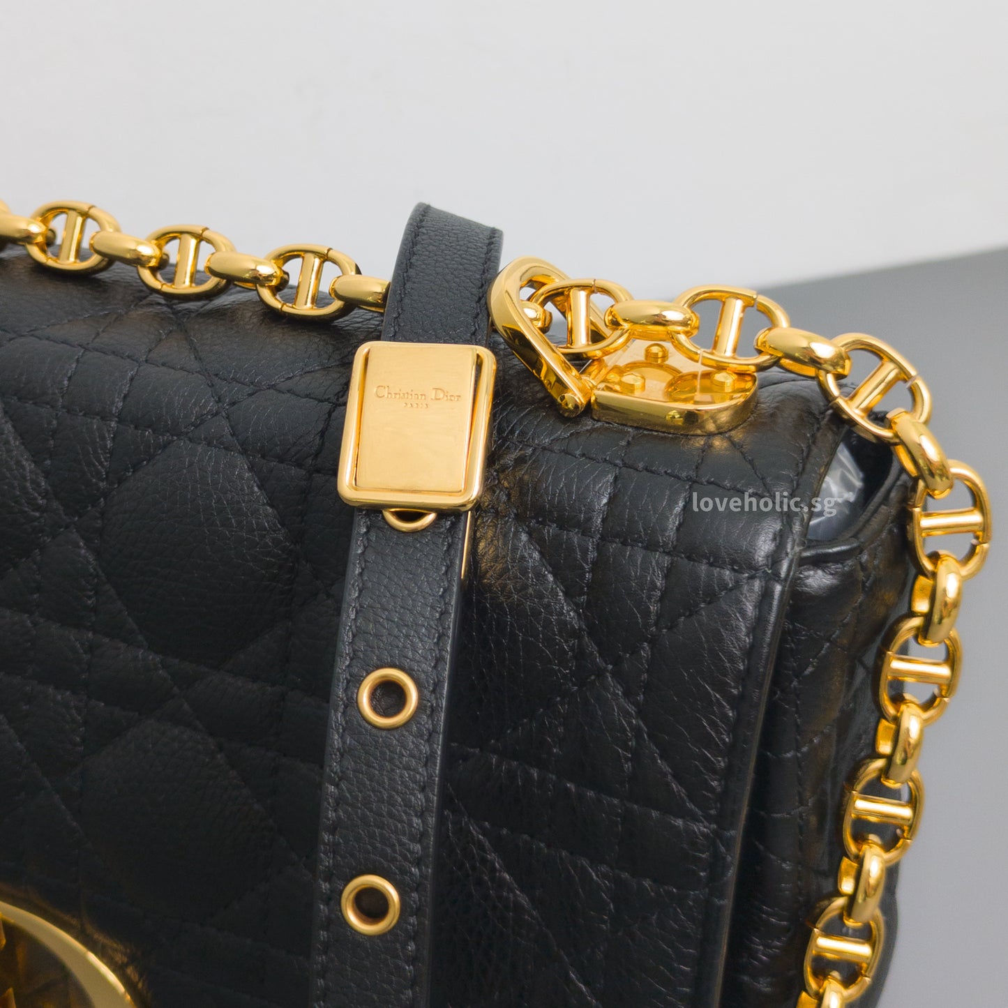 Dior Caro Medium | Black Calfskin Gold Hardware-details