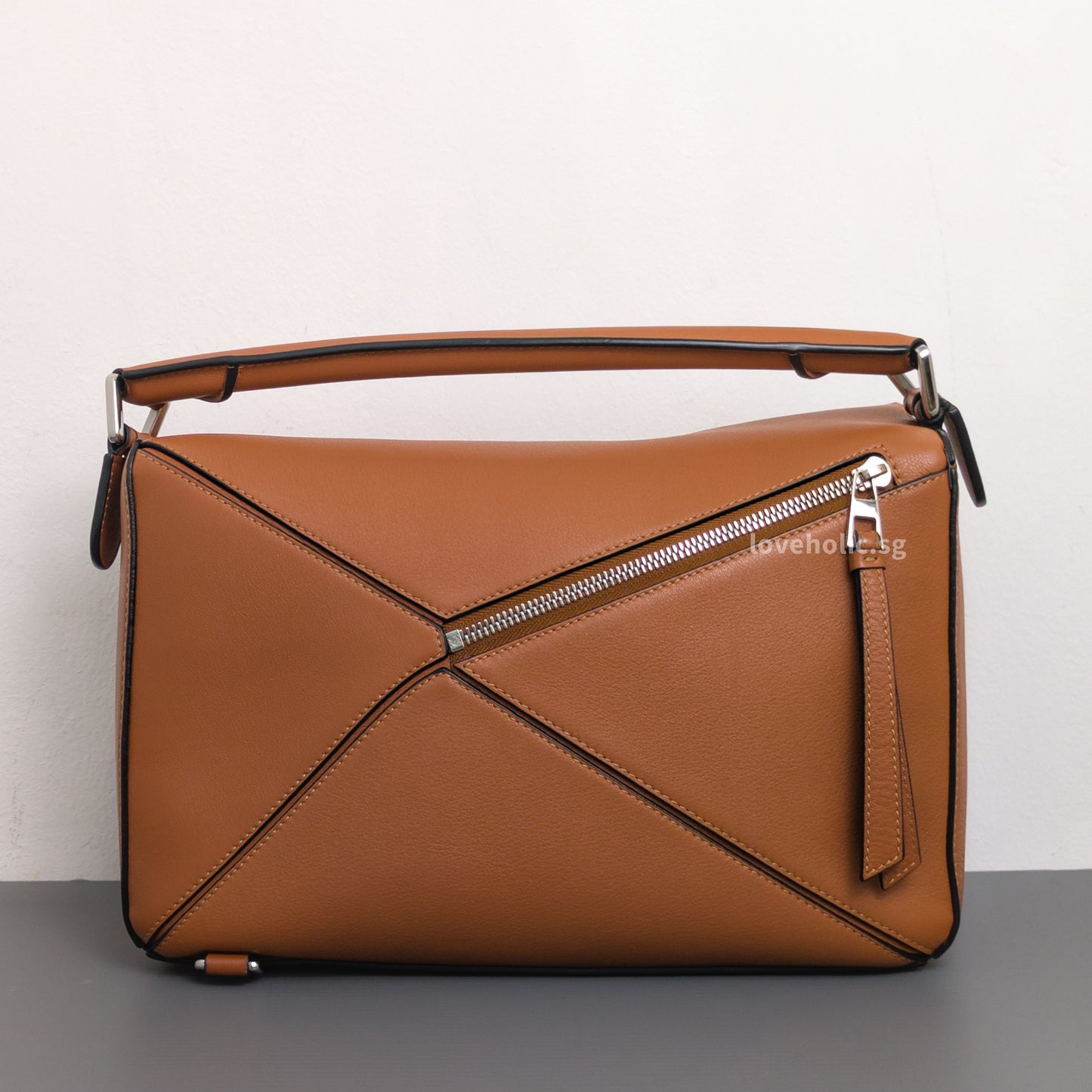 Loewe Puzzle Medium | Tan Calfskin Silver Hardware-back