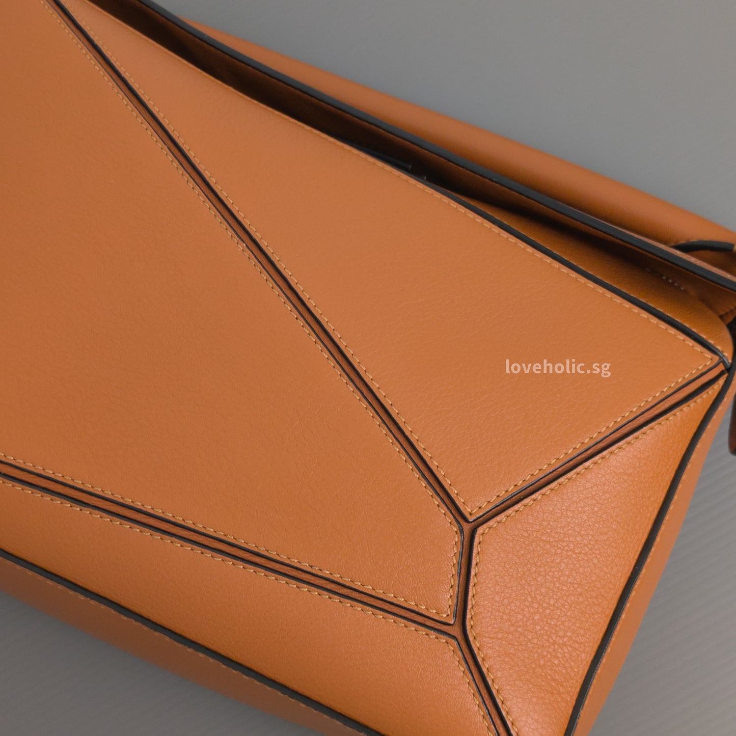 Loewe Puzzle Medium | Tan Calfskin Silver Hardware-details