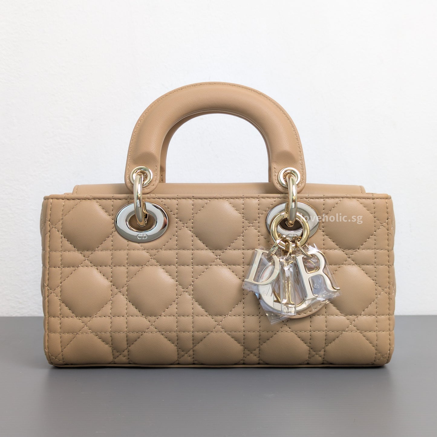Dior Lady D-Joy Small | Biscuit Lambskin Light Gold Hardware-front1
