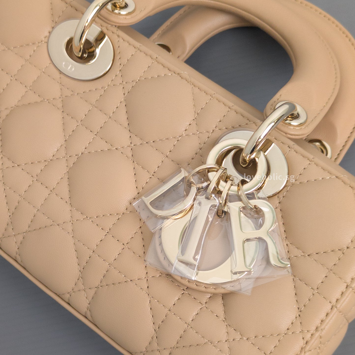Dior Lady D-Joy Small | Biscuit Lambskin Light Gold Hardware-details