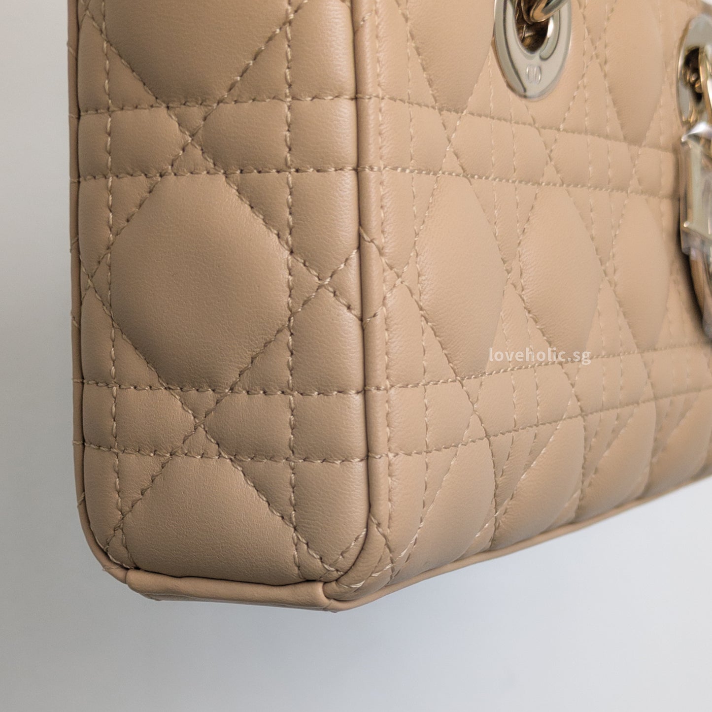 Dior Lady D-Joy Small | Biscuit Lambskin Light Gold Hardware-details