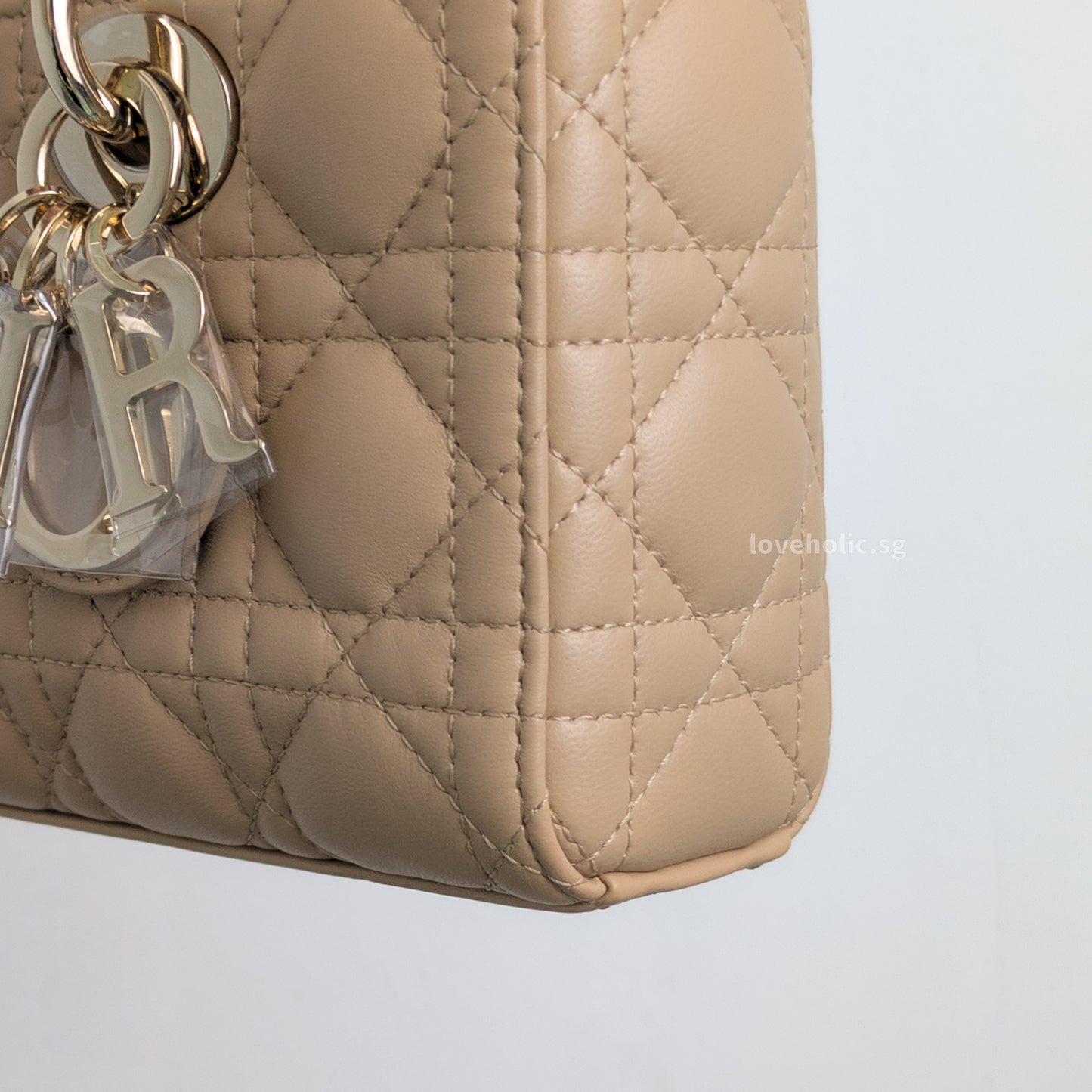 Dior Lady D-Joy Small | Biscuit Lambskin Light Gold Hardware-details