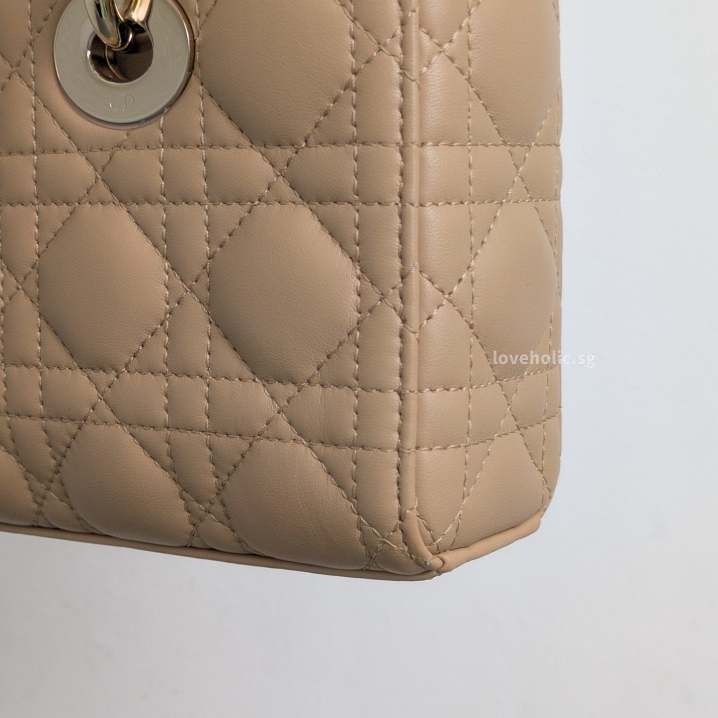 Dior Lady D-Joy Small | Biscuit Lambskin Light Gold Hardware-details