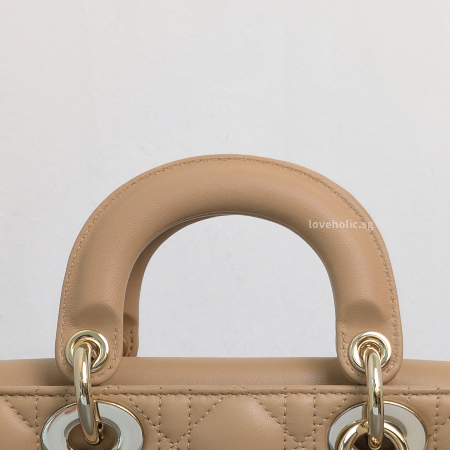 Dior Lady D-Joy Small | Biscuit Lambskin Light Gold Hardware-details