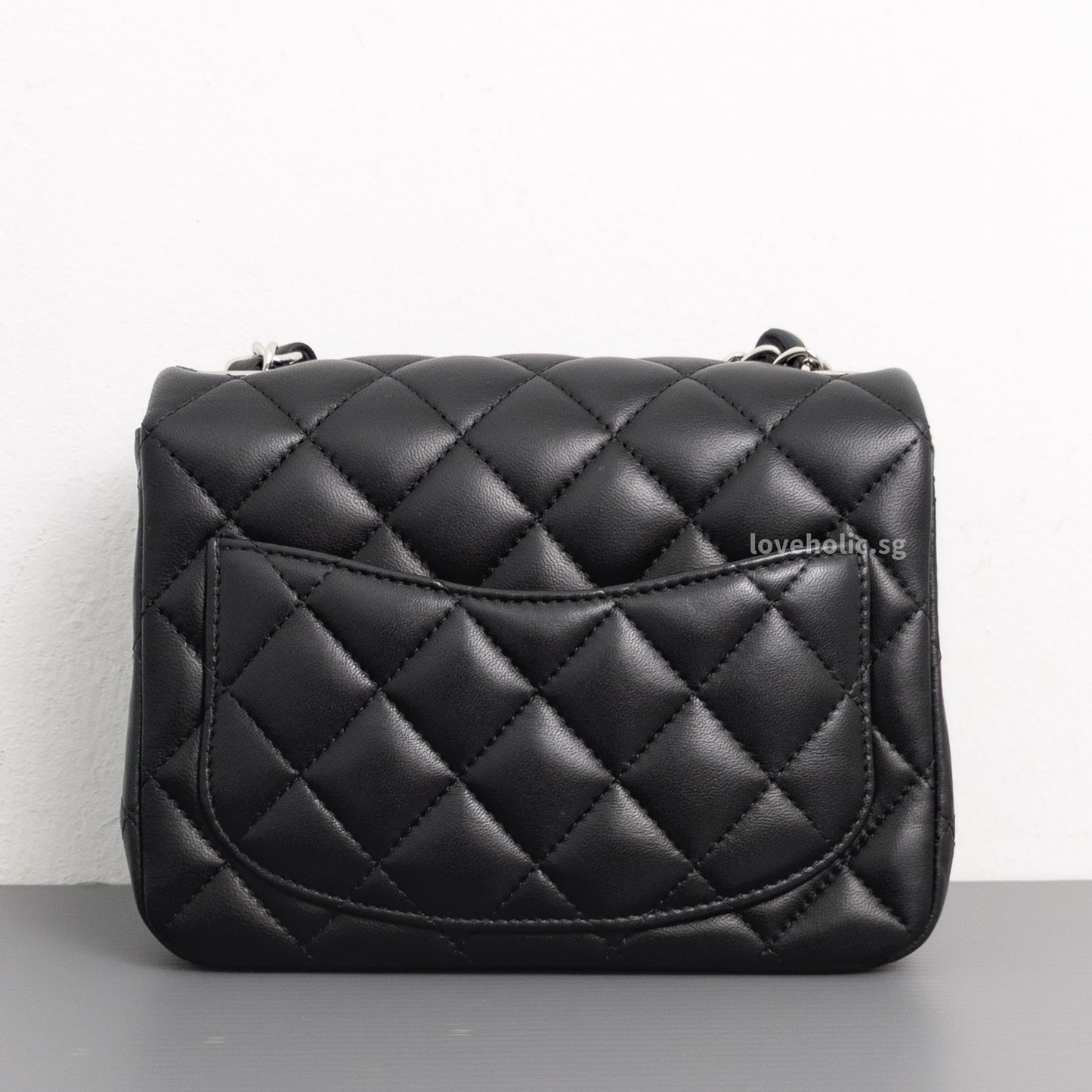 Chanel Classic Flap Mini Square | Black Lambskin Silver Hardware-back