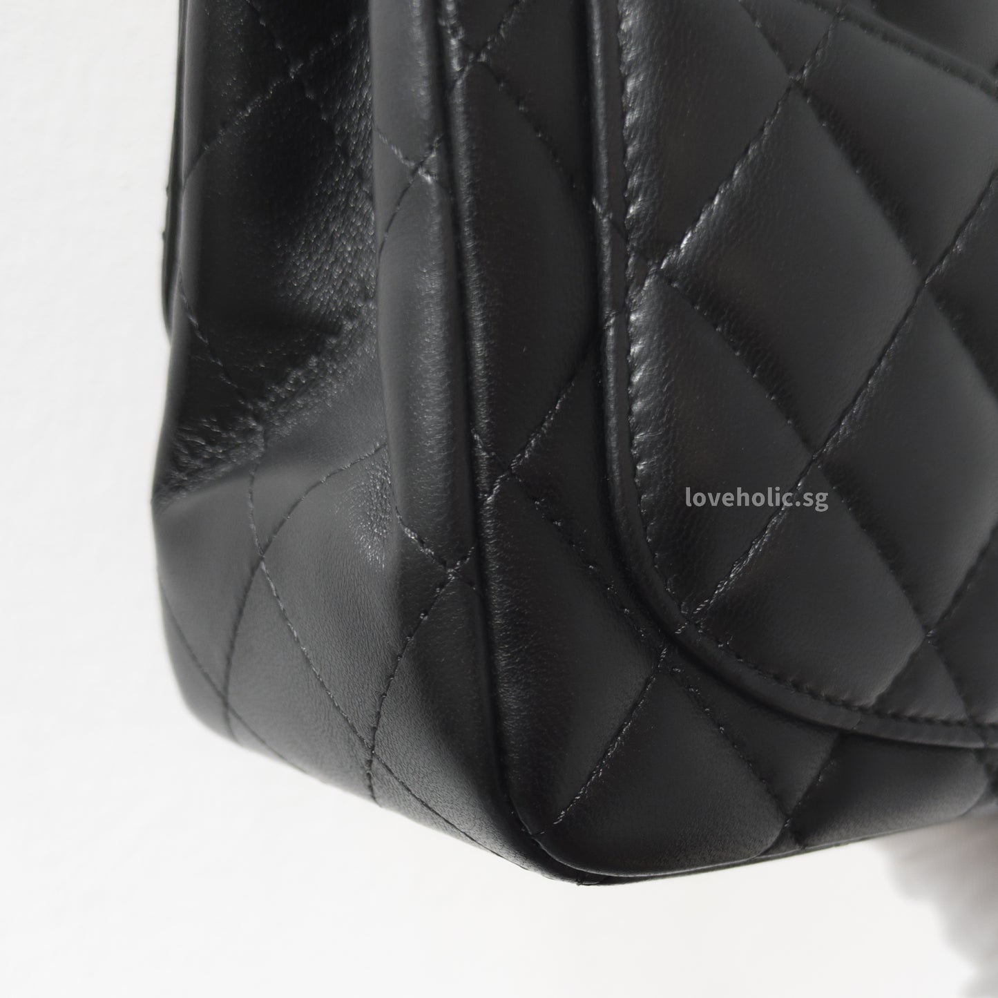 Chanel Classic Flap Mini Square | Black Lambskin Silver Hardware-details