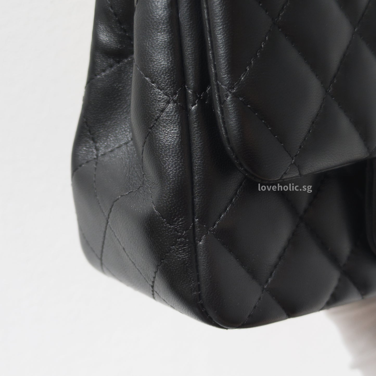 Chanel Classic Flap Mini Square | Black Lambskin Silver Hardware-details
