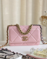 Chanel 19 Wallet on Chain | Pink Lambskin Multicolored Hardware