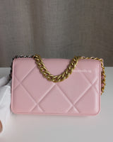 Chanel 19 Wallet on Chain | Pink Lambskin Multicolored Hardware