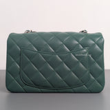 Mini Rectangle Forest Green Lambskin Silver Hardware