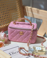 Top Handle Vanity On Chain "Pick Me Up" 22S | Pink Caviar Brushed Gold Hardware