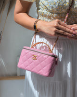 Top Handle Vanity On Chain "Pick Me Up" 22S | Pink Caviar Brushed Gold Hardware