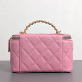 Top Handle Vanity On Chain "Pick Me Up" 22S | Pink Caviar Brushed Gold Hardware