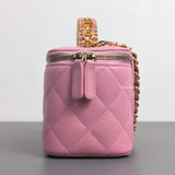 Top Handle Vanity On Chain "Pick Me Up" 22S | Pink Caviar Brushed Gold Hardware