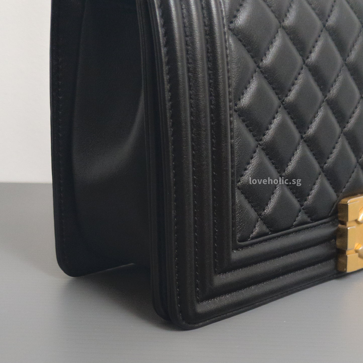 Boy Old Medium | Black Lambskin Brushed Gold Hardware