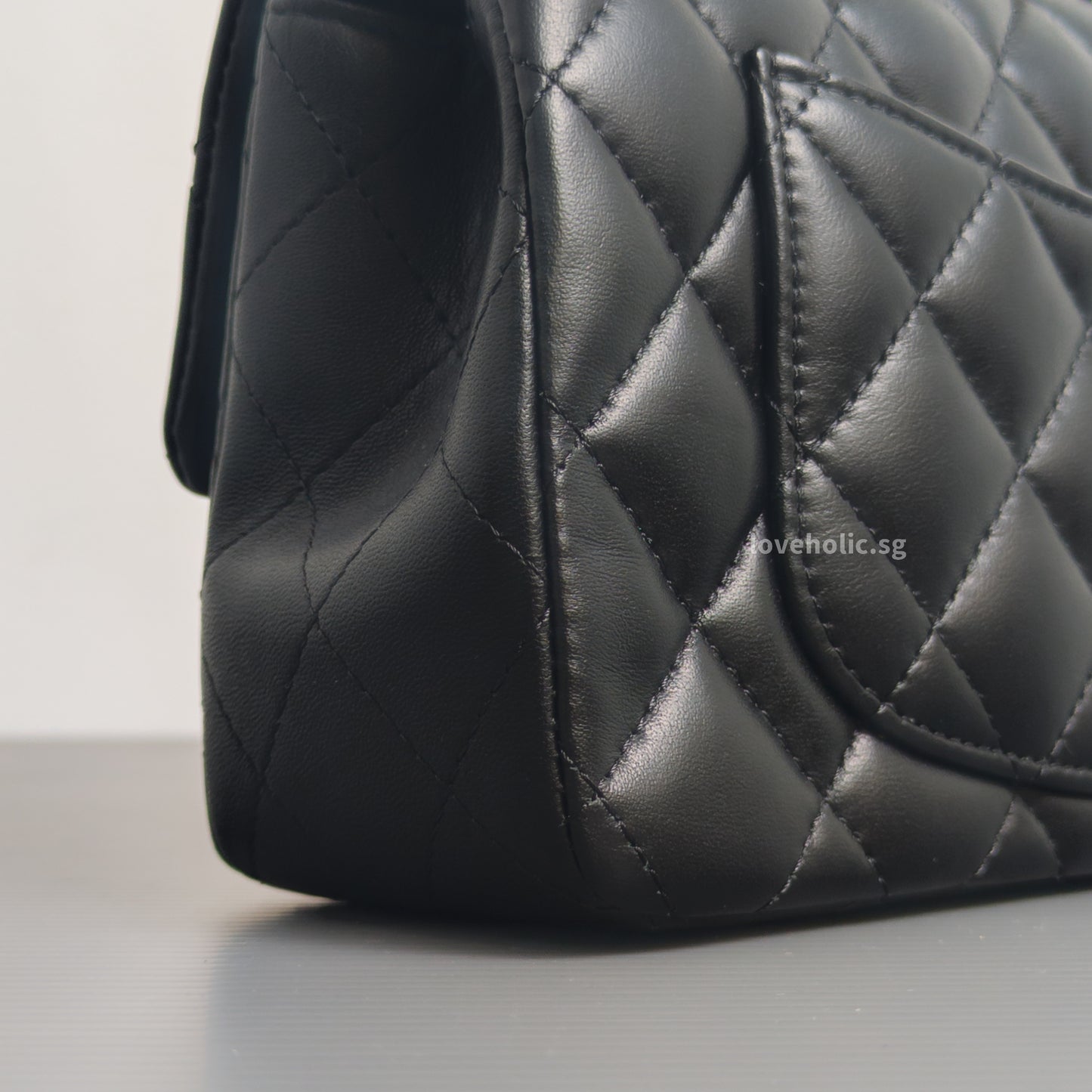 Mini Rectangle with Top Handle Black Lambskin Light Gold Hardware