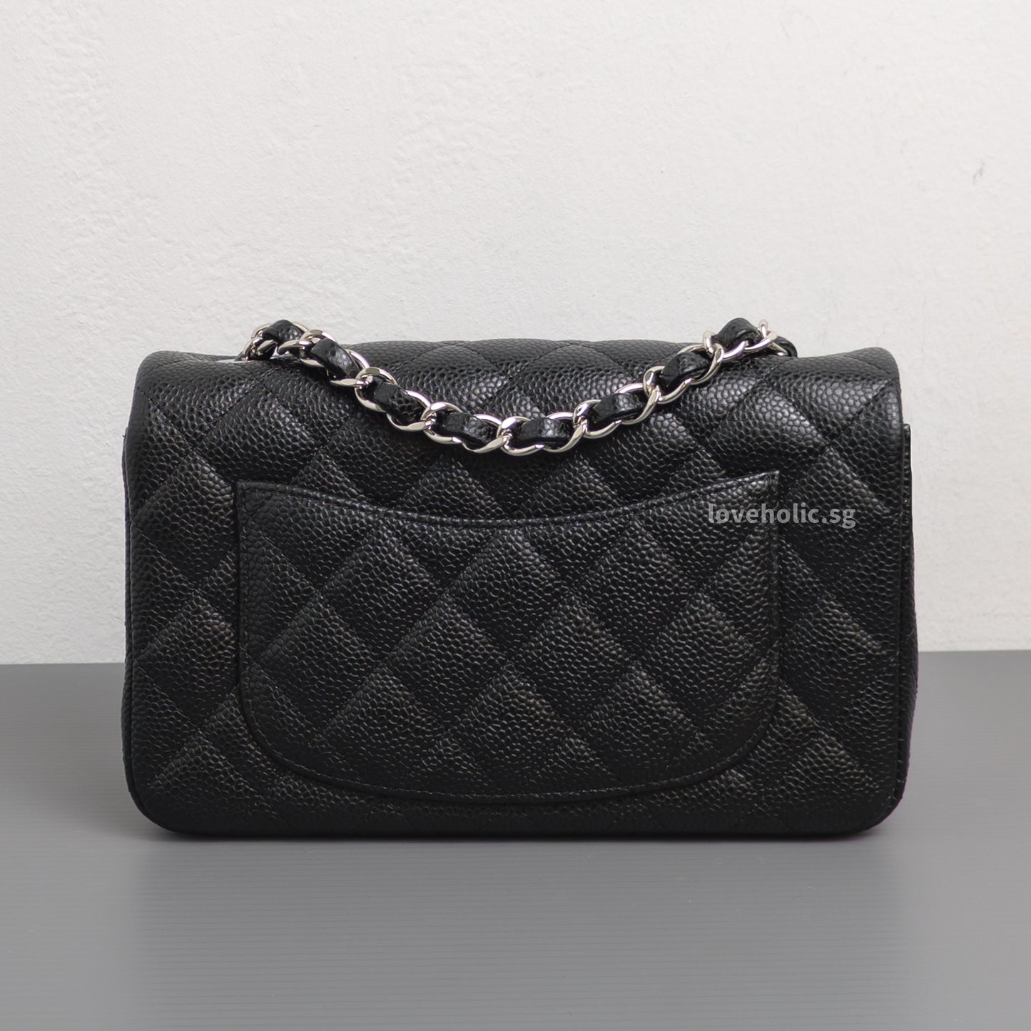 Chanel Mini Rectangle 18S Black Caviar Silver Hardware-back