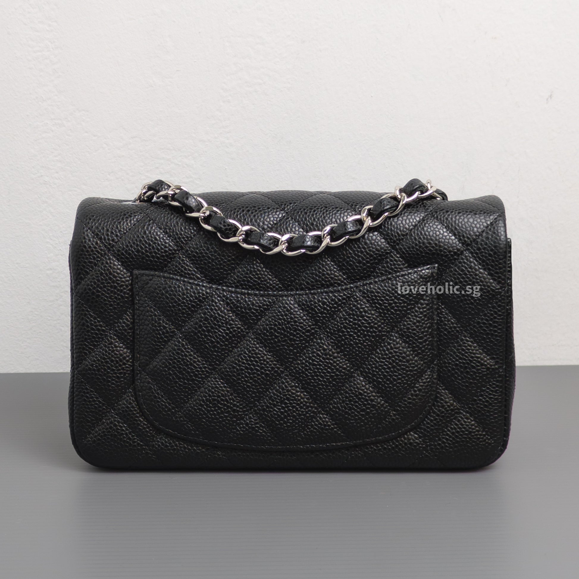 Chanel Mini Rectangle 18S Black Caviar Silver Hardware-back