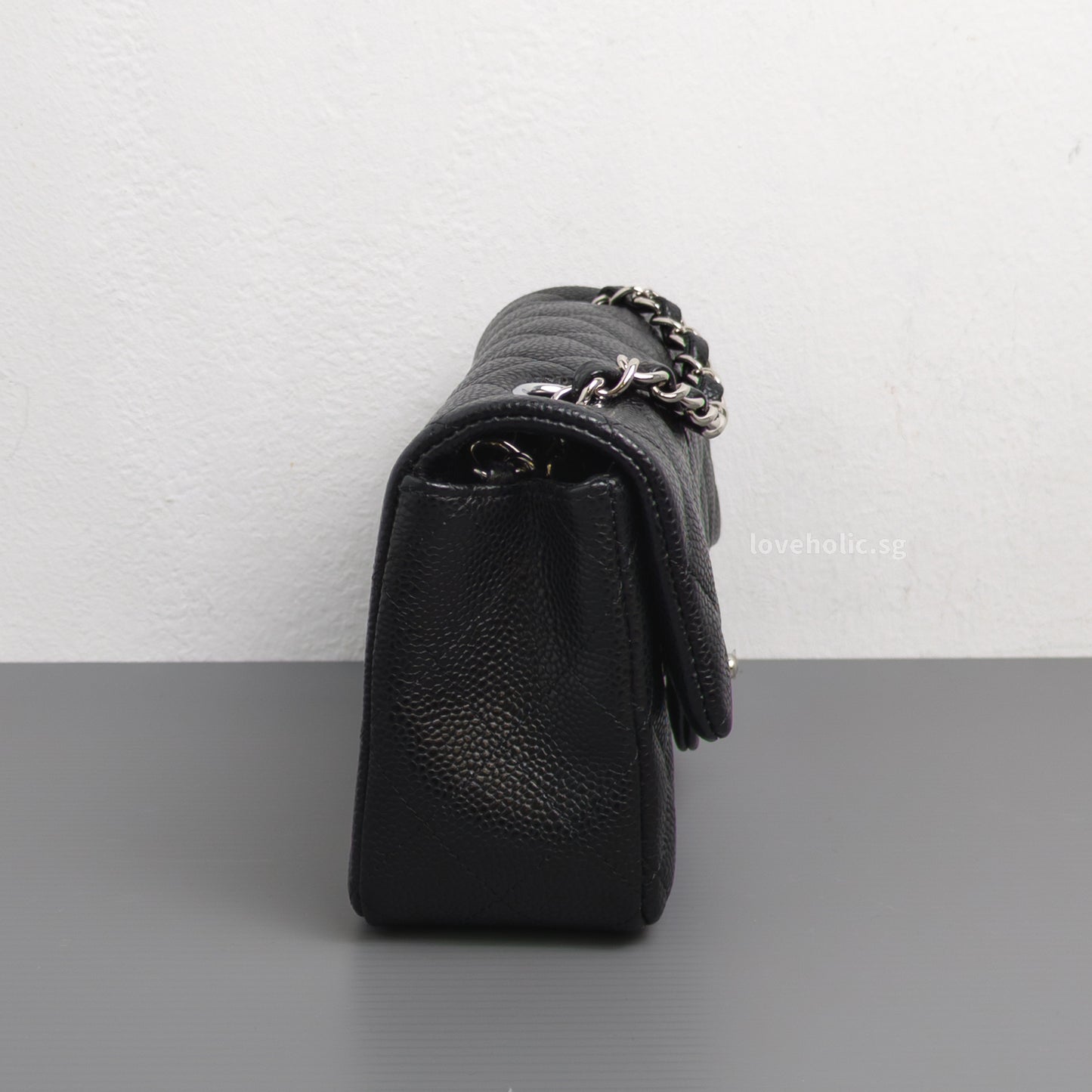 Chanel Mini Rectangle 18S Black Caviar Silver Hardware-side