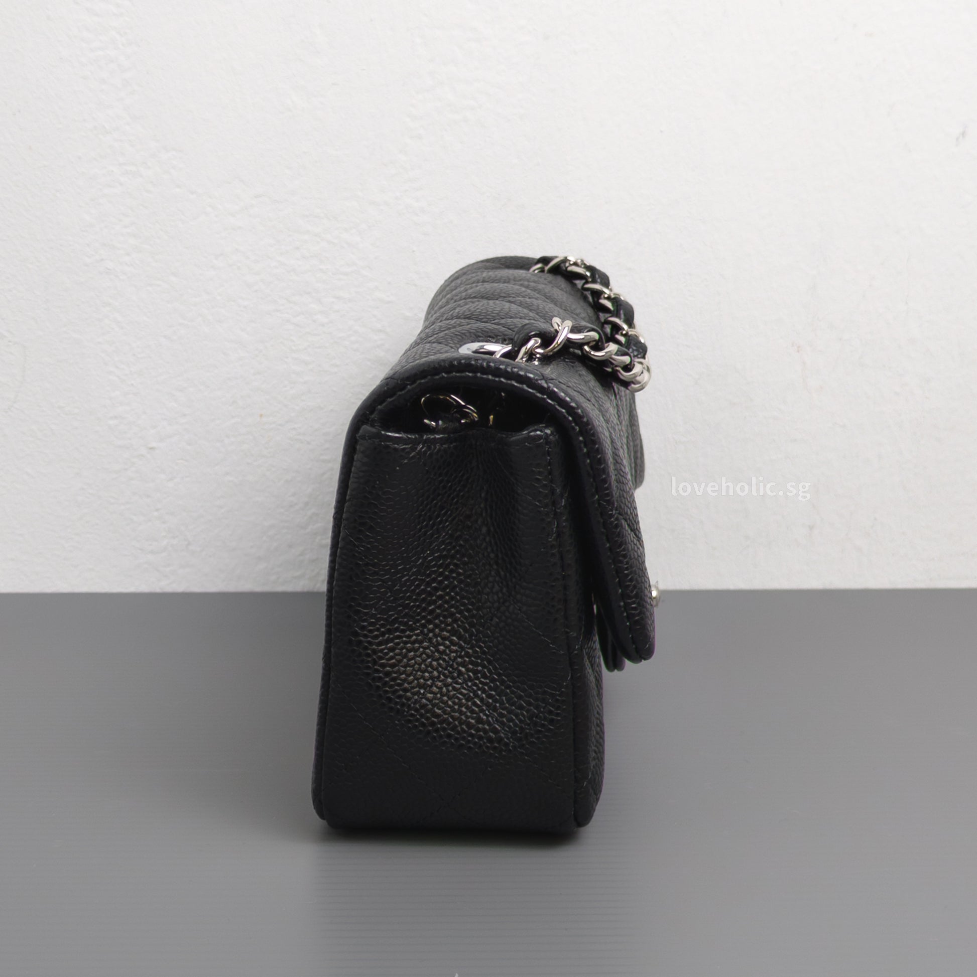 Chanel Mini Rectangle 18S Black Caviar Silver Hardware-side