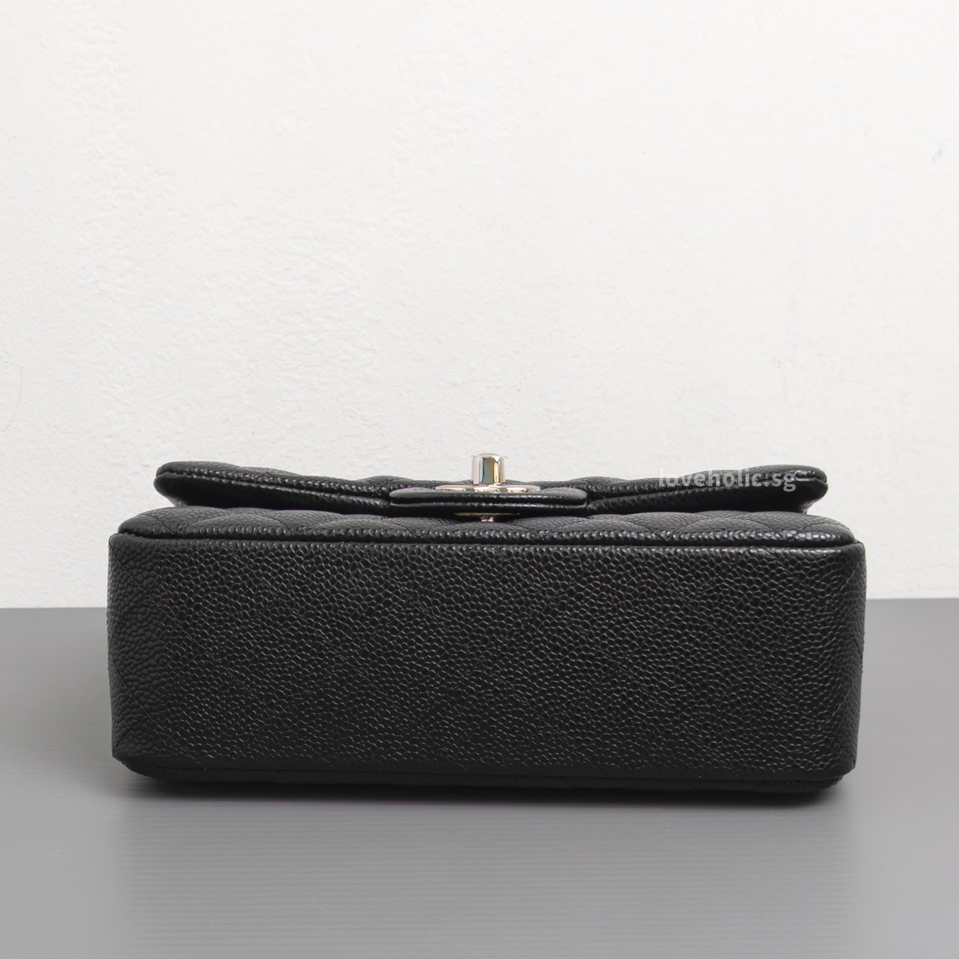 Chanel Mini Rectangle 18S Black Caviar Silver Hardware-details