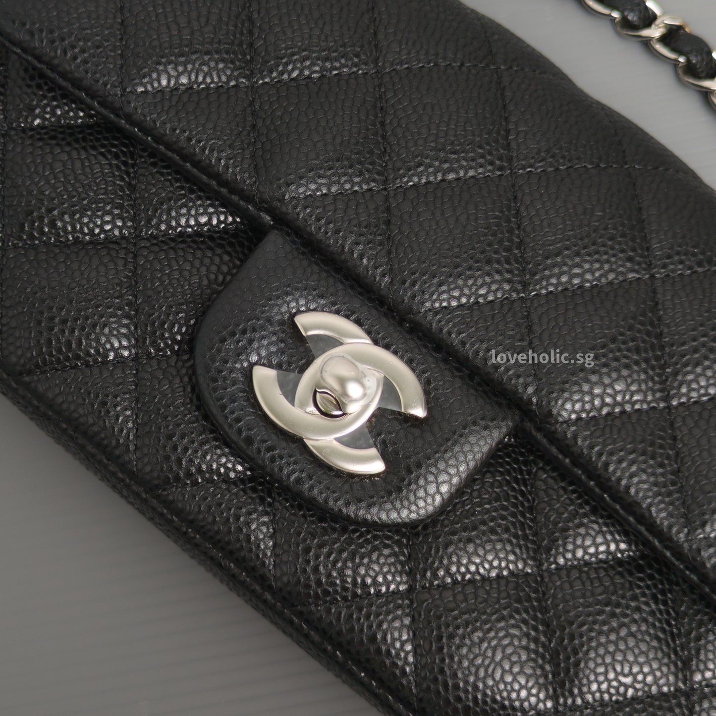Chanel Mini Rectangle 18S Black Caviar Silver Hardware-details