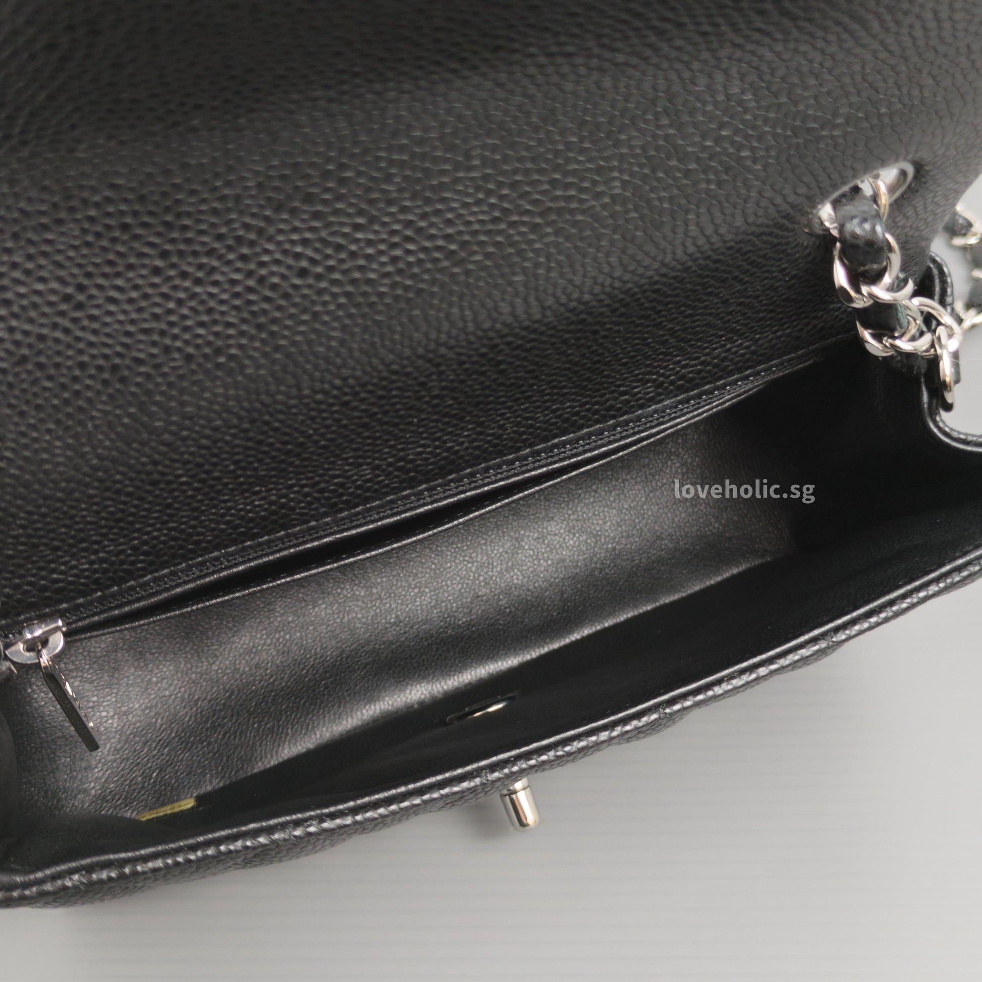 Chanel Mini Rectangle 18S Black Caviar Silver Hardware-details