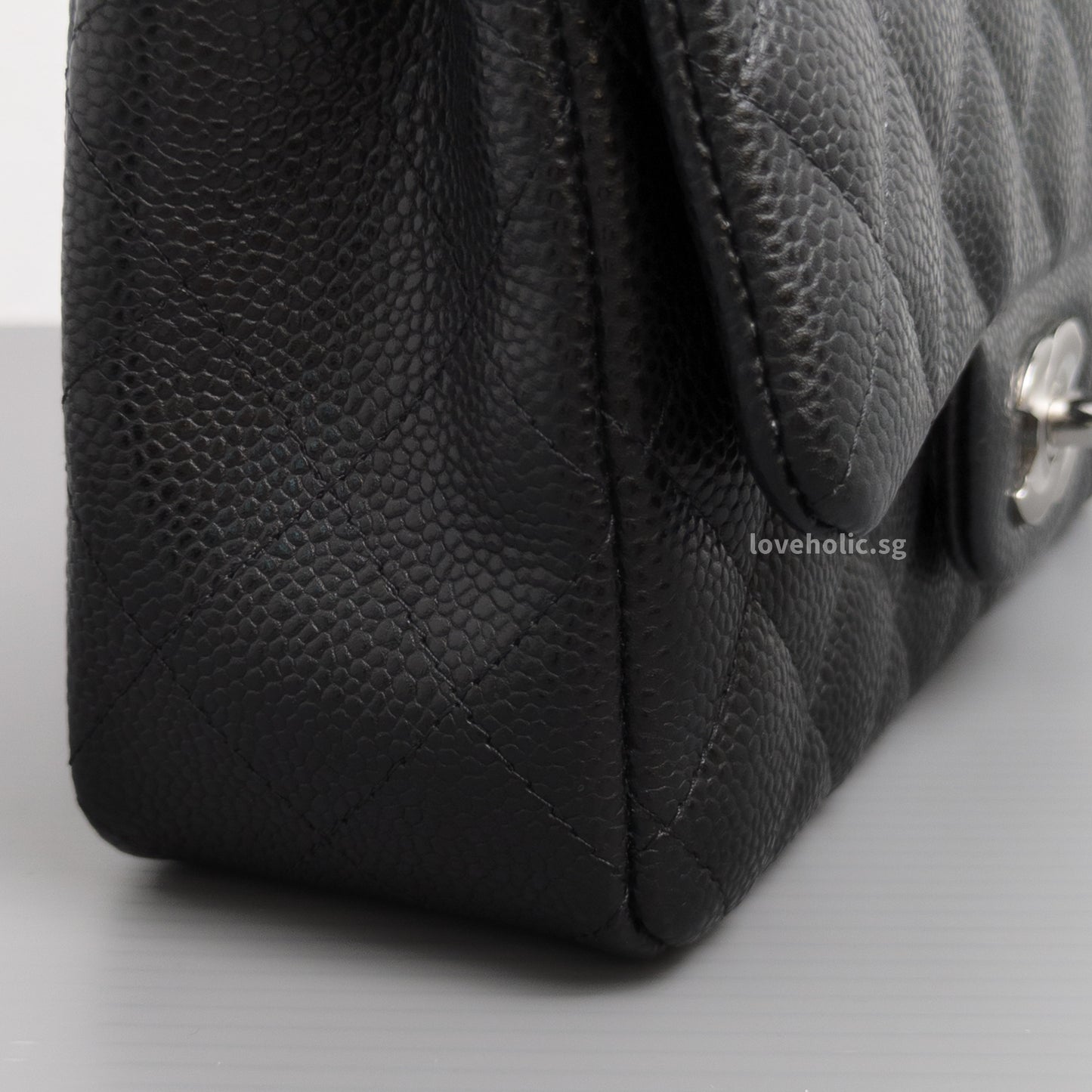 Chanel Mini Rectangle 18S Black Caviar Silver Hardware-details