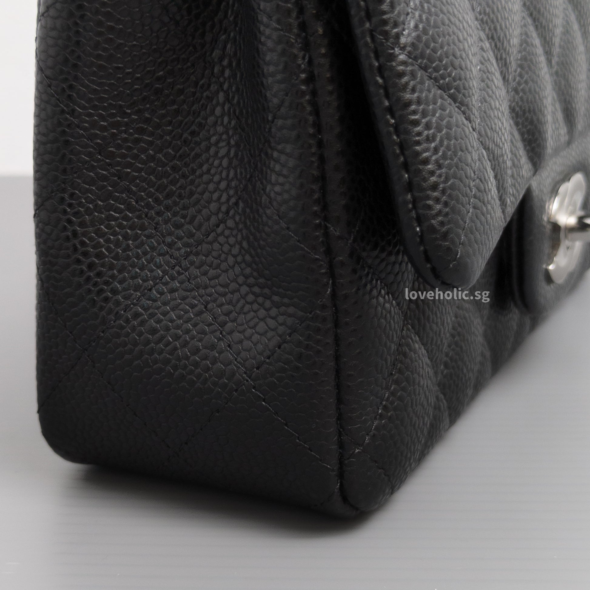 Chanel Mini Rectangle 18S Black Caviar Silver Hardware-details
