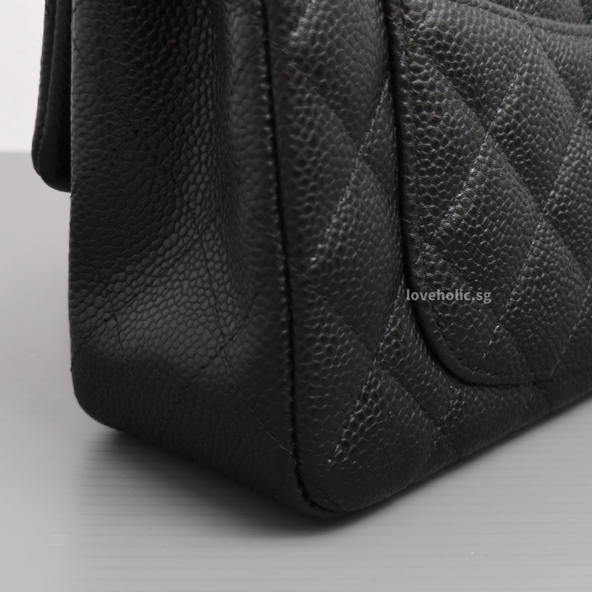 Chanel Mini Rectangle 18S Black Caviar Silver Hardware-details