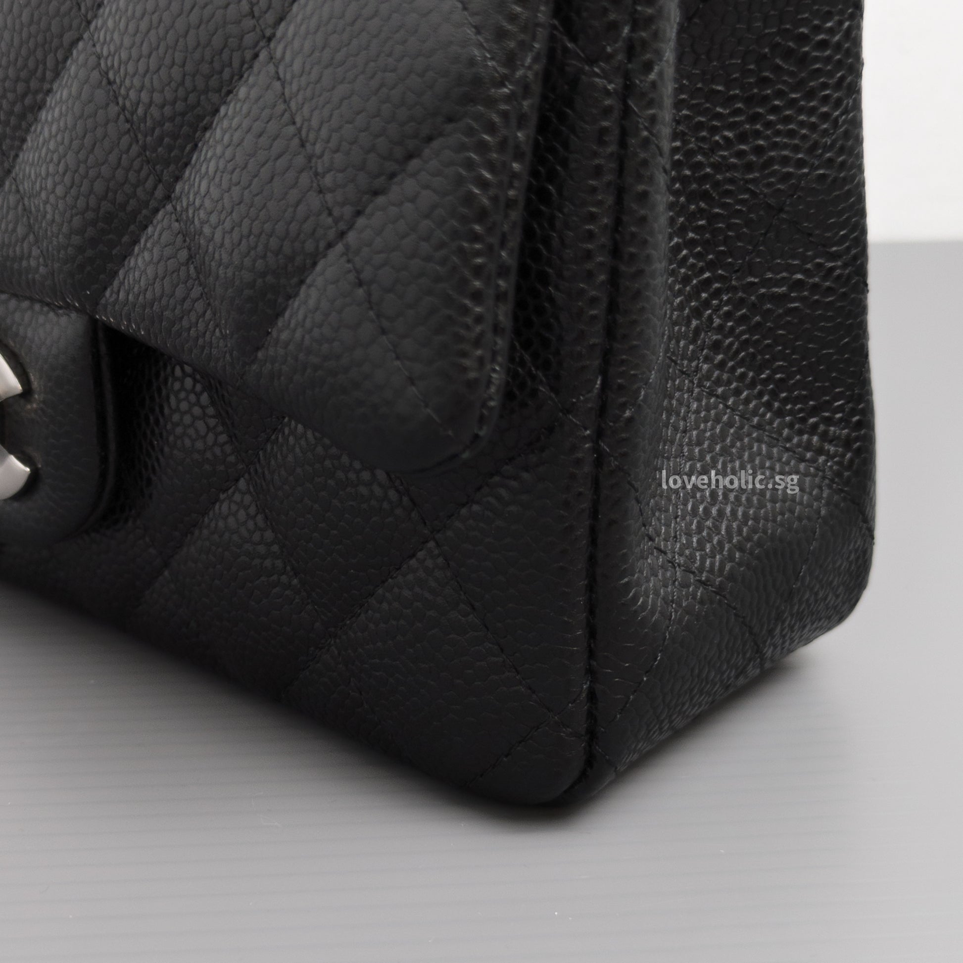 Chanel Mini Rectangle 18S Black Caviar Silver Hardware-details