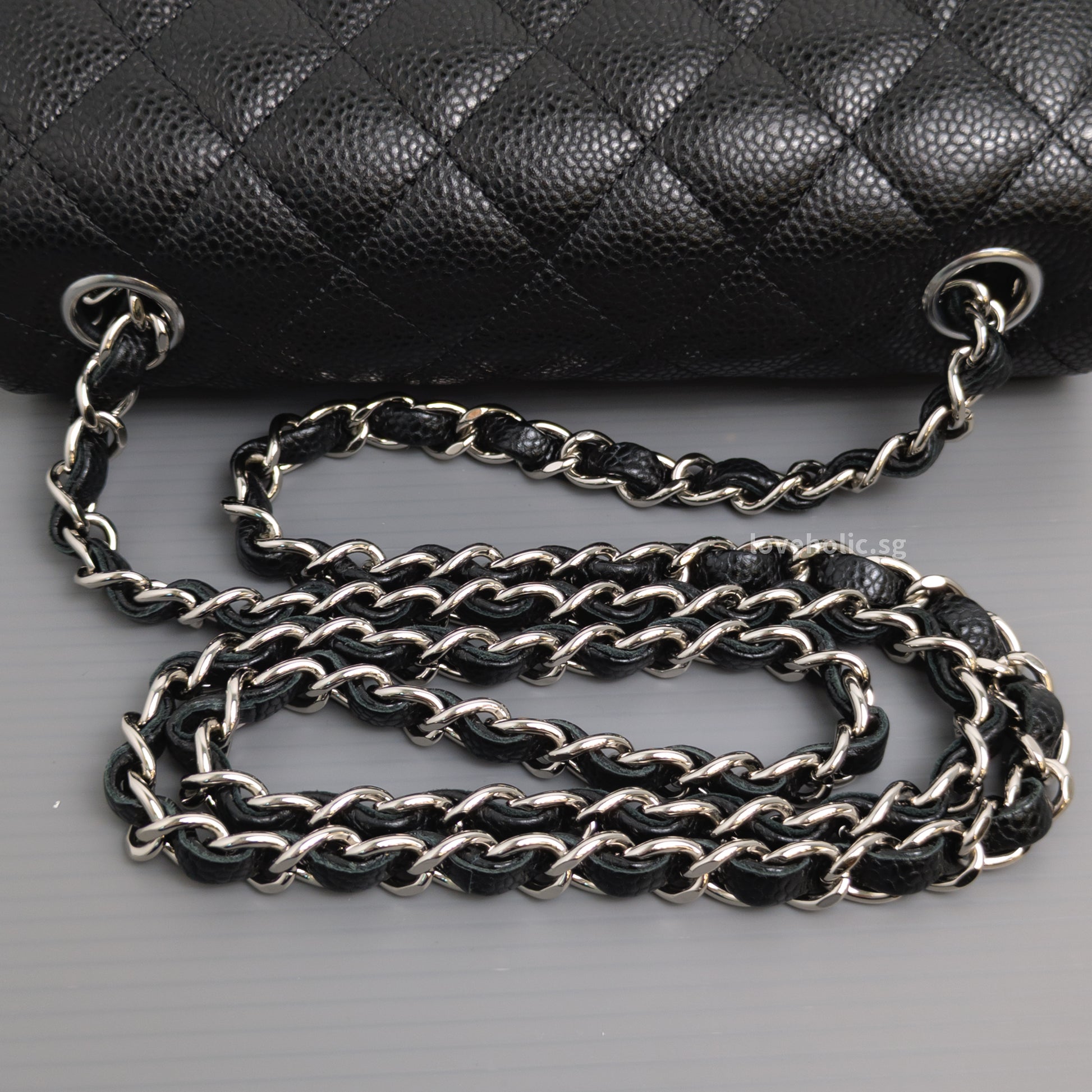 Chanel Mini Rectangle 18S Black Caviar Silver Hardware-details